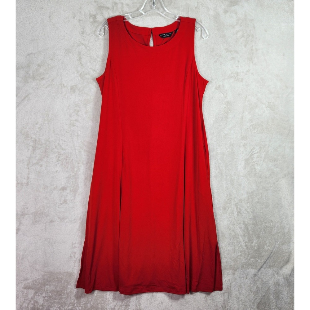 Susan Graver Midi Dress Womens LP Large Petite Crimson Ruby Liquid Knit A479225